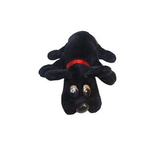 1986 Black Pound Puppy by Tonka with Red Collar 7 1/2" Vintage Toy